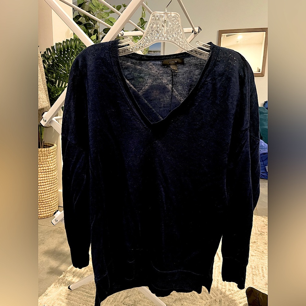 Linen Navy blue long sleeved shirt